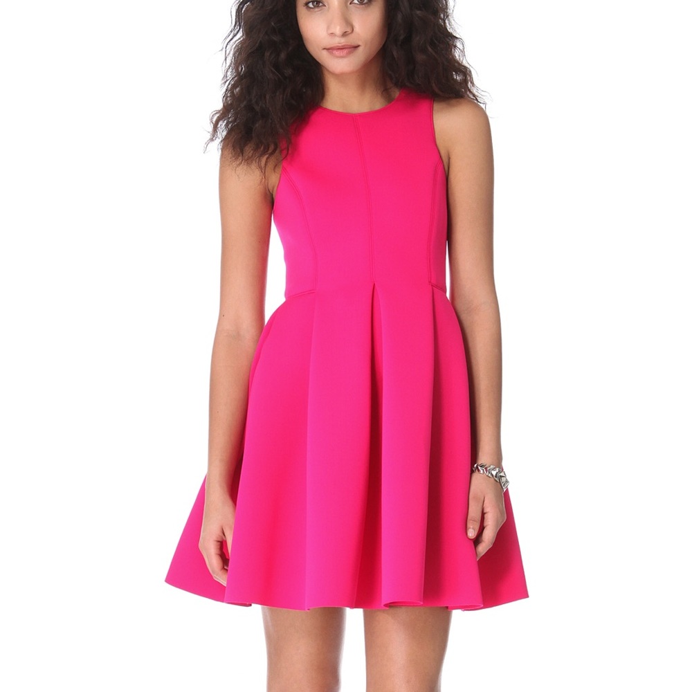Tibi Neoprene Sleeveless Dress in shocking Pink